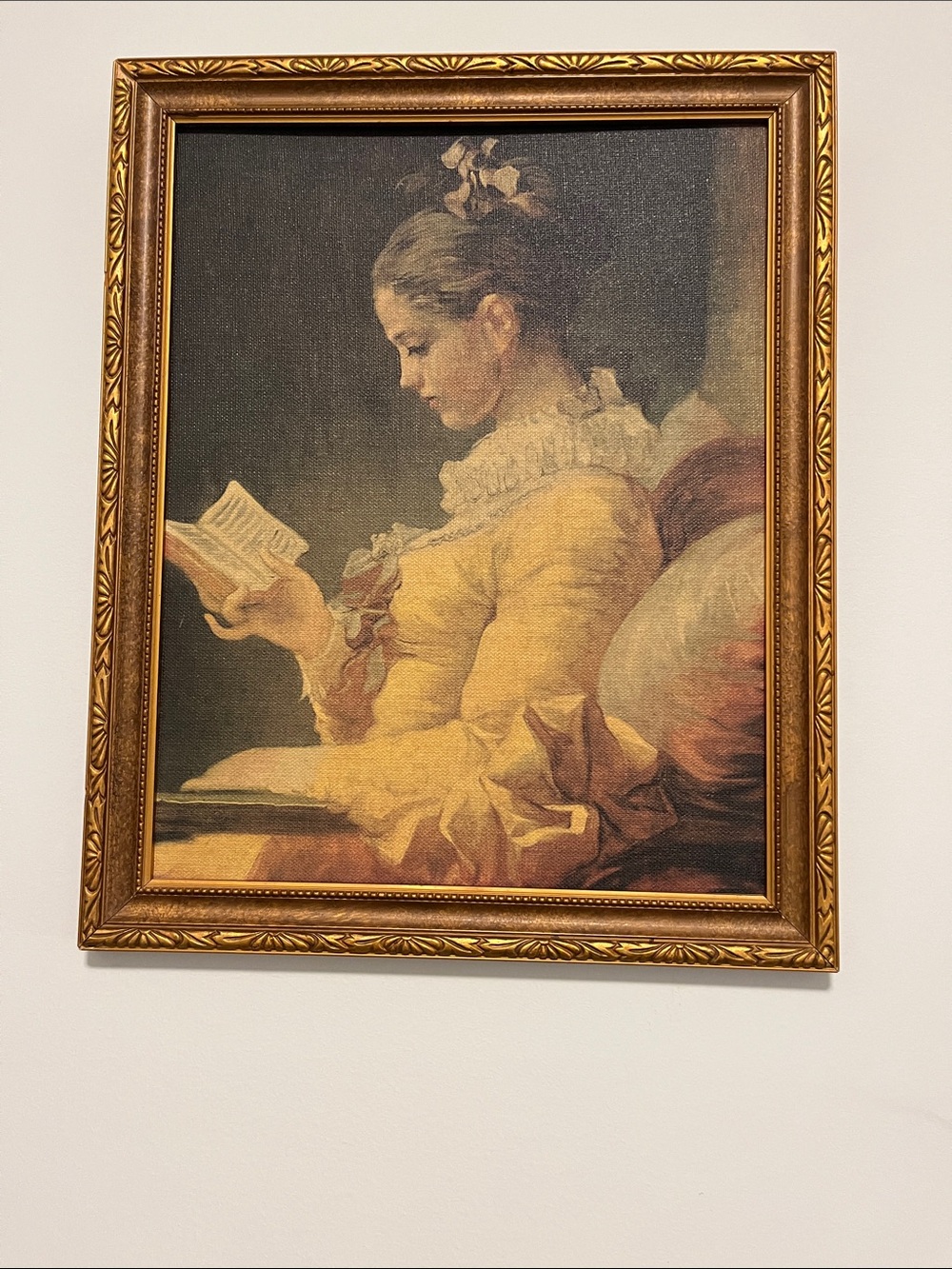 “A Young Girl Reading” by Jean Fragonard-Print 13”x 16” Wood frame